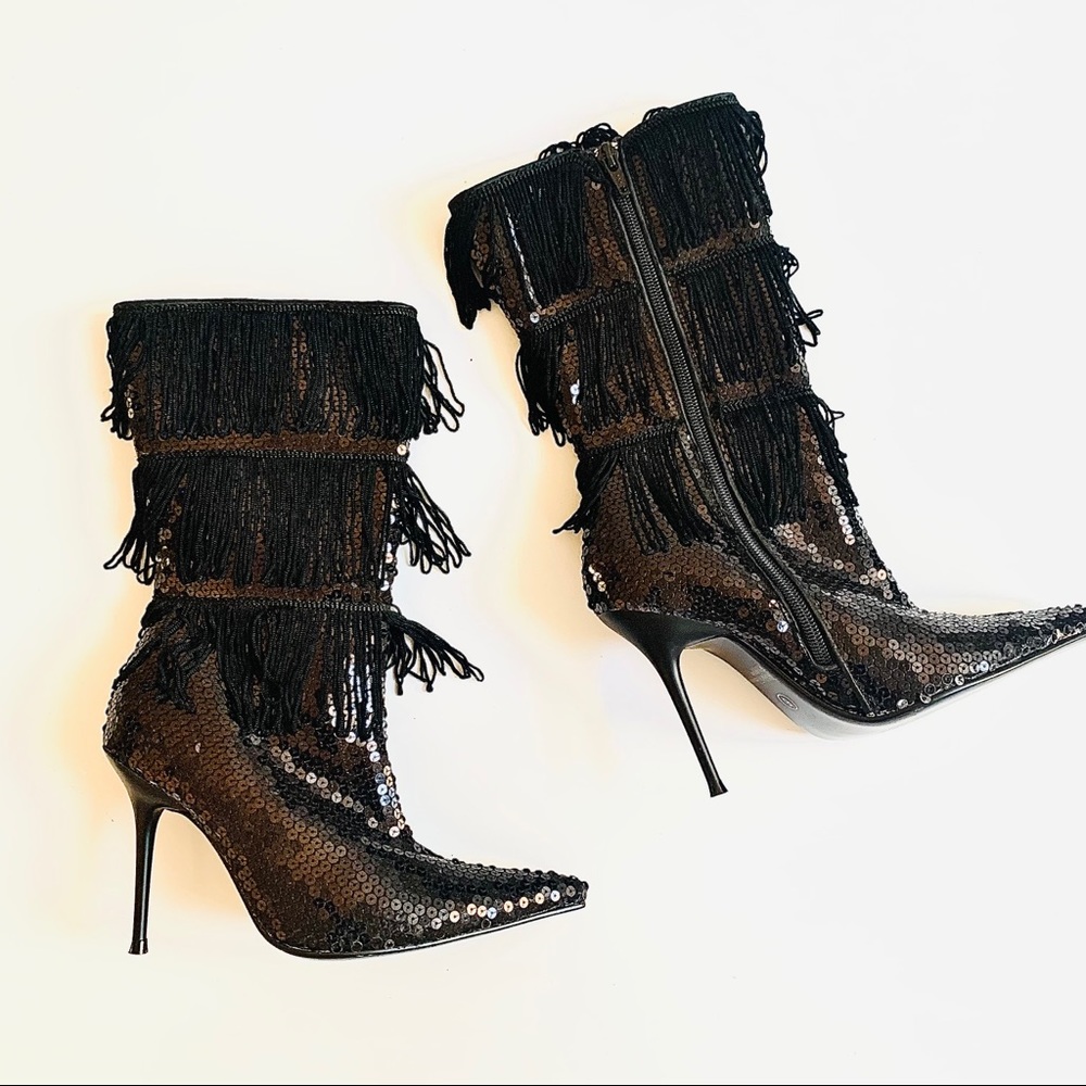 SOLD Sequined boots with fringe details